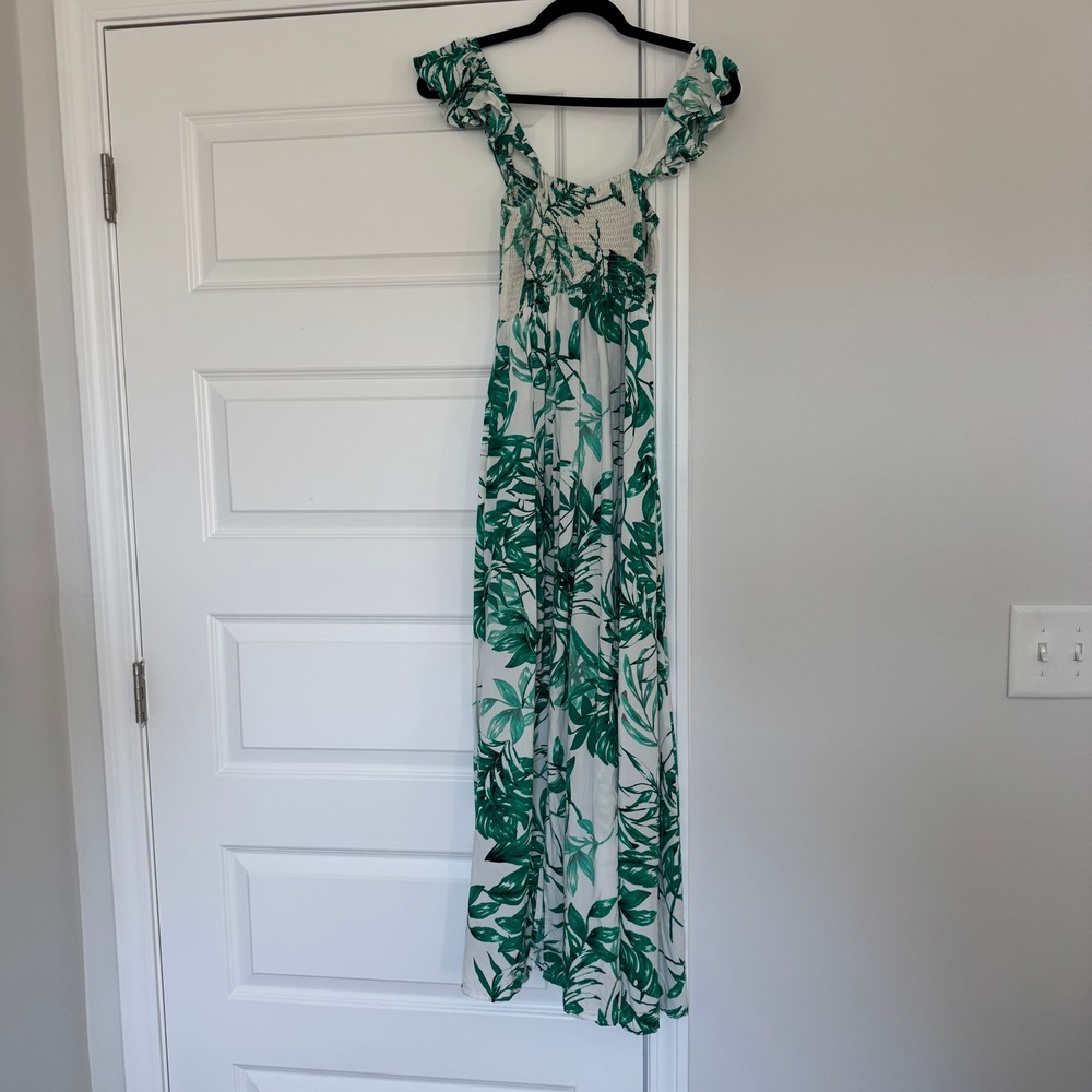 Raviya Palm Leaf Midi Ruffle Sleeve Cover Up Dress‎ Size Small